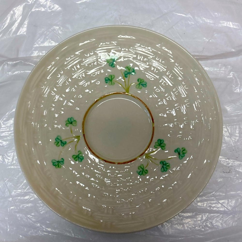 Belleek Pottery Rare Shamrock Tea Saucer